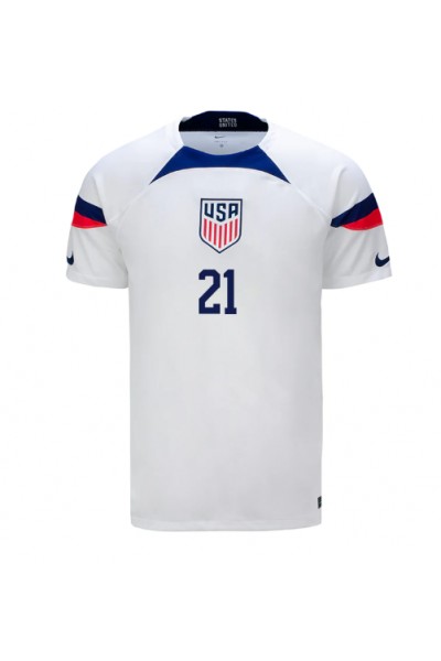 Yhdysvallat Timothy Weah #21 Jalkapallovaatteet Kotipaita MM-kisat 2022 Lyhythihainen